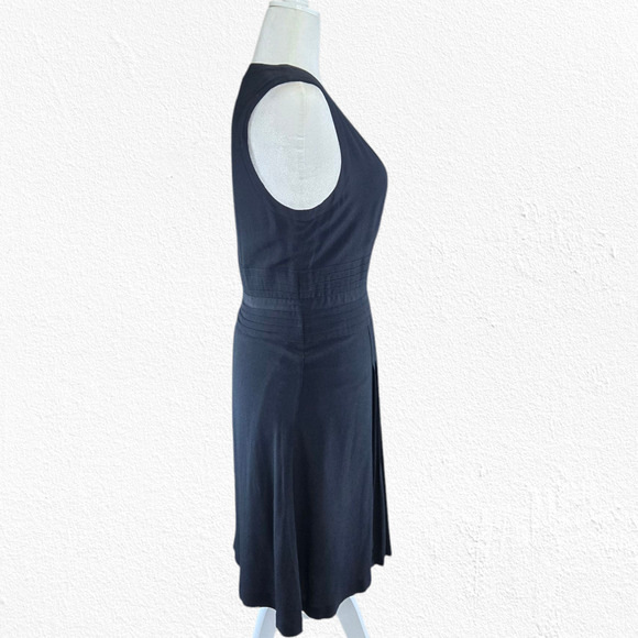 Equipment Navy Eclipse V Neck Pleated Viscose Midi Norice Dress Size 10 $450 - Picture 4 of 11